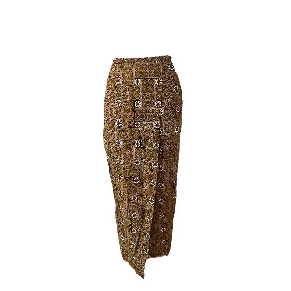 1950s Tiki Wrap Pencil Skirt Vintage Hawaiian Style XS 24 Waist -